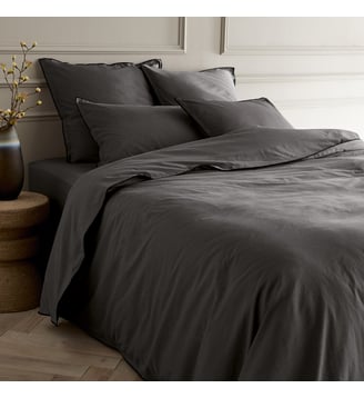 Housse de couette en voile de coton lavé - AM.PM - Charbon