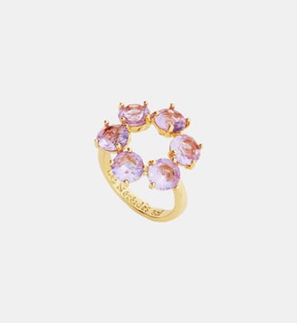 Bague fine six pierres rondes La Diamantine lavande Les Néréides