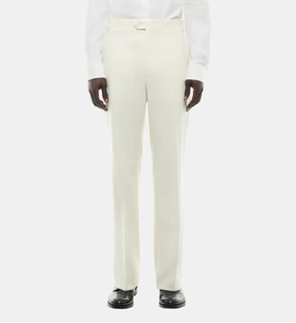 Pantalon smoking large en laine vierge - Fursac - Écru