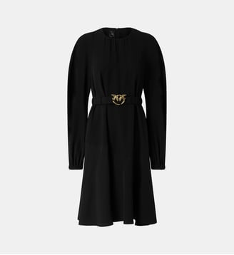 Robe avec ceinture love birds - Pinko - Limousine noire