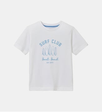 T-shirt imprimé  - Coton biologique - Cyrillus - Blanc et surf