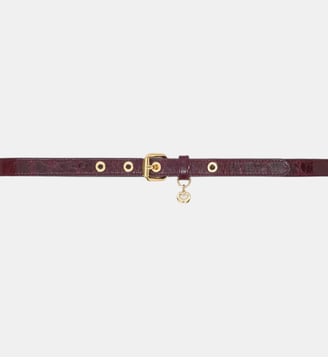 Ceinture fine en cuir à œillets - Maje - Bordeaux
