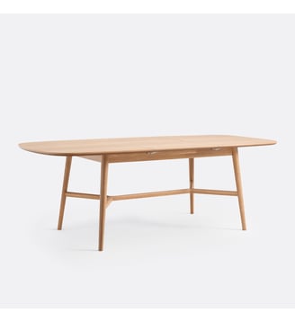 Table à manger, extensible, en chêne et plaqué, 6 à 8 couverts - La Redoute Interieurs - Chêne
