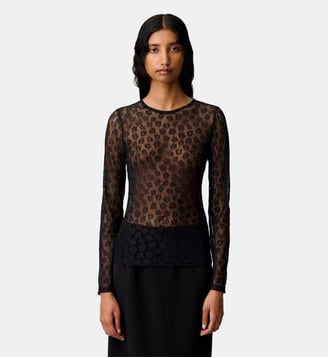T-shirt manches longues dentelle - Claudie Pierlot - Noir
