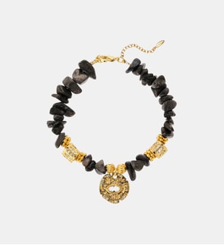 Bracelet ajustable avec pierres naturelles et pendentif HUGO - Hipanema - Noir