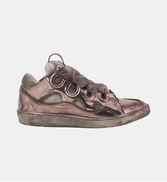 Sneakers Curb En Tissu Technique Metallise - Lanvin - Rose clair