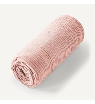 Drap-housse en gaze de coton biologique Cuddly - AM.PM - Rose clair