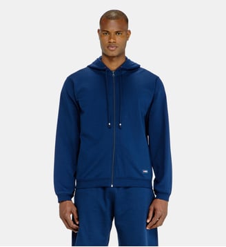 Sweat à capuche en mélange de coton gratté - Diesel - Bleu