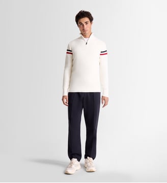 Pull ajusté Wengen IV en laine - Fusalp - Blanc et bleu