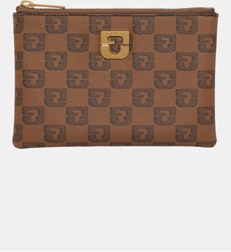 Trousse en toile enduite monogrammée – POCHETTE - Gerard Darel - Camel