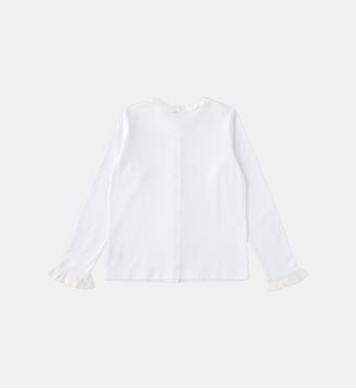 chemise pression volants blanche en coton - Agnès b. - Blanc