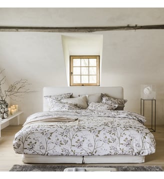 Housse de couette imprimée en satin de coton bio, ÉGÉRIE - Alexandre Turpault - Rose clair