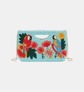 Sac pochette brodé de perles motifs exotiques GILLIS - Wild - Bleu