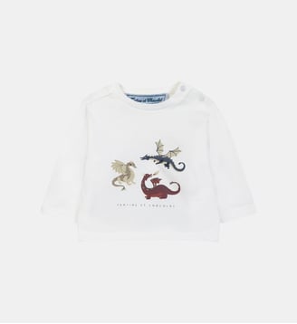 T-shirt - Bordeaux coton imprimé dinosaures Tartine Et Chocolat