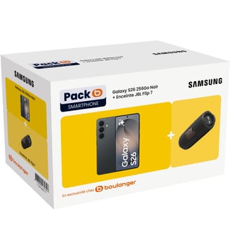 Smartphone Pack S26 5G 256Go Noir + Enceinte portable JBL Flip7 Samsung