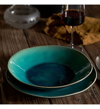 Assiette à pâtes Riviera grès fin bleu turquoise Ø25 cm - Costa Nova - Bleu turquoise