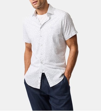 Chemise slim imprimée en coton manches courtes Raview - Rodd & Gunn - Blanc