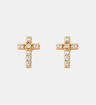 Boucles d'oreilles croix - argent garanti et zircon - Balaboosté - Doré