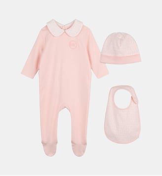 Ensemble pyjama, bonnet et bavoir - Michael Kors Kids - Pale blush