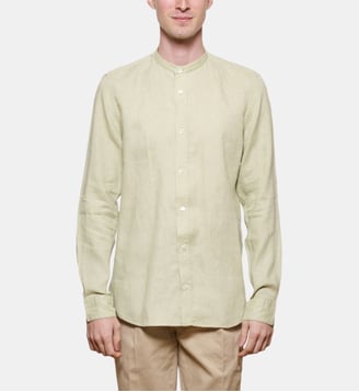 Chemise en lin Amande col Mao coupe droite Atelier Privé