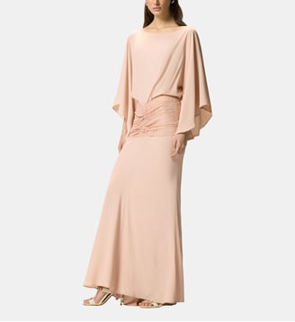 Robe longue drapée à dentelle - Pinko - Rose acajou