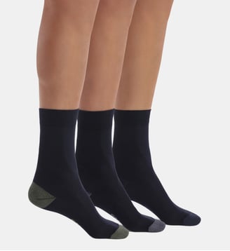 Lot de 3 Paires de Mi-Chaussettes Mix & Match Coton Style - Dim - Bleu marine