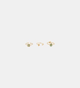 Set x3 bagues ajustables pierre d'Aventurine - acier inoxydable - Balaboosté - Vert