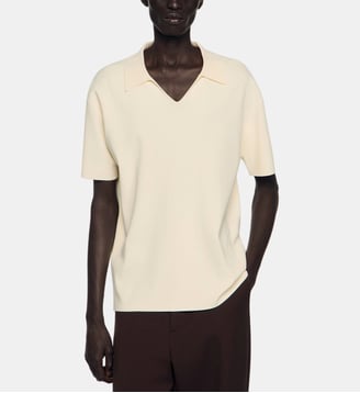 Polo en maille stretch - Sandro - Écru