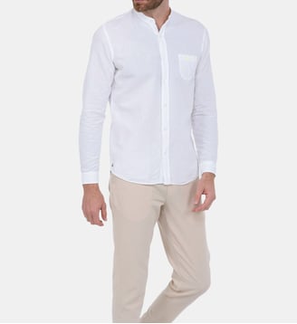 Chemise en coton col mao et poche - Gili's - Blanc