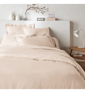 Housse de couette zippée unie en coton - La Redoute Interieurs - Craie