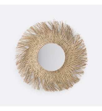 Miroir rond forme soleil en herbier Ø70 cm - La Redoute Interieurs - Naturel