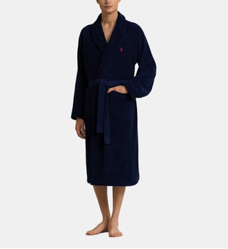 Peignoir de bain long en coton - Ralph Lauren Home - Bleu marine