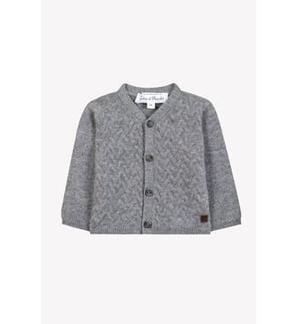 Cardigan -   cachemire col v maille tressée - Tartine Et Chocolat - Gris clair