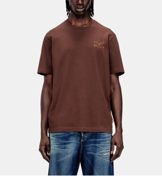 T-shirt en coton classique avec impression en relief - Diesel - Marron