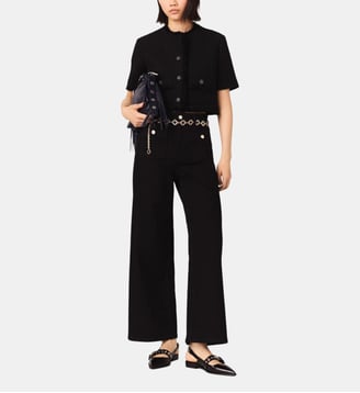Veste courte en tweed brillant - Maje - Noir