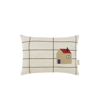 Coussin rectangulaire en lin français Vibes S - Nobodinoz - Black grid home