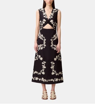 Robe imprimé floral mi-longue - Claudie Pierlot - Print fonce
