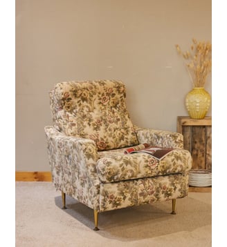Fauteuil campagne en tissu Ernest N°1599- Produit chiné - Debongout - Blanc
