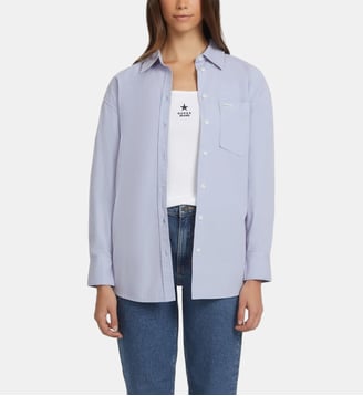 Chemise droite en coton - Guess Jeans - Bleu clair