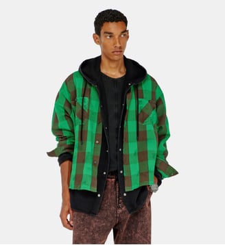 Chemise à carreaux effet usé - Diesel - Marron vert