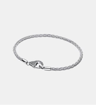 Bracelet à Charms Maille Queue de Renard Fermoir Pavé Pandora
