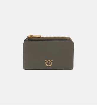 Mini portefeuille en cuir avec love birds - Pinko - Vert