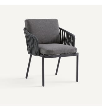 Fauteuil de table en sangles tressées - AM.PM - Anthracite
