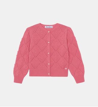 Cardigan -   laine maille ajourée - Tartine Et Chocolat - Rose