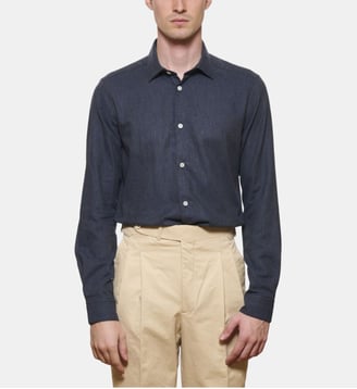 Chemise en flanelle marine coupe cintrée - Atelier Privé - Bleu marine