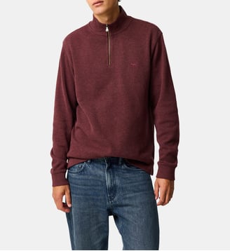 Sweatshirt droit en coton à col zip Alton Ave - Rodd & Gunn - Rust