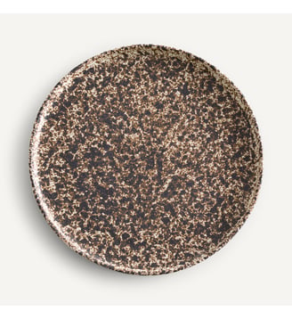 Lot de 4 assiettes plates en grès - AM.PM - Marron et blanc