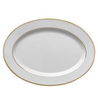 Plat Ovale 36,5 X 26,5 Cm - Galon Or - Degrenne - Blanc