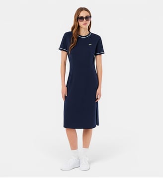 Robe t-shirt jersey liserés - Lacoste - Bleu marine, bleu clair et blanc