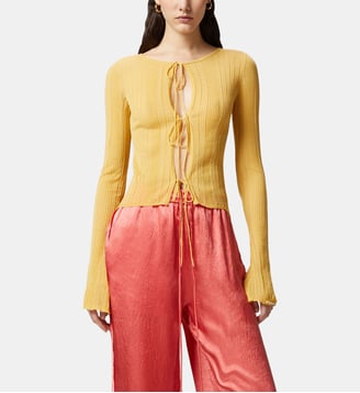 Pull côtelé ouvert avec liens sur le devant - Pinko - Multicolore